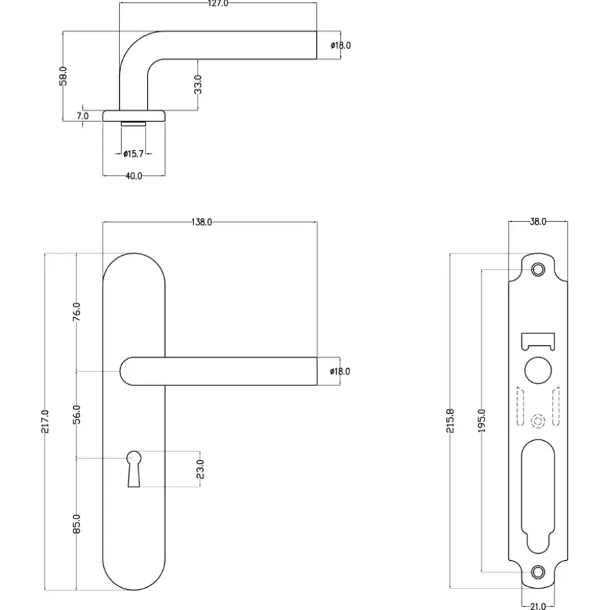 Karwei deurkruk set Rocco ovaal schild sleutelgat 56 mm messing mat