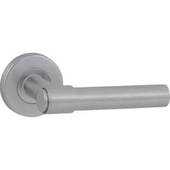 Karwei deurkruk set Romeo rond rozet RVS look aluminium