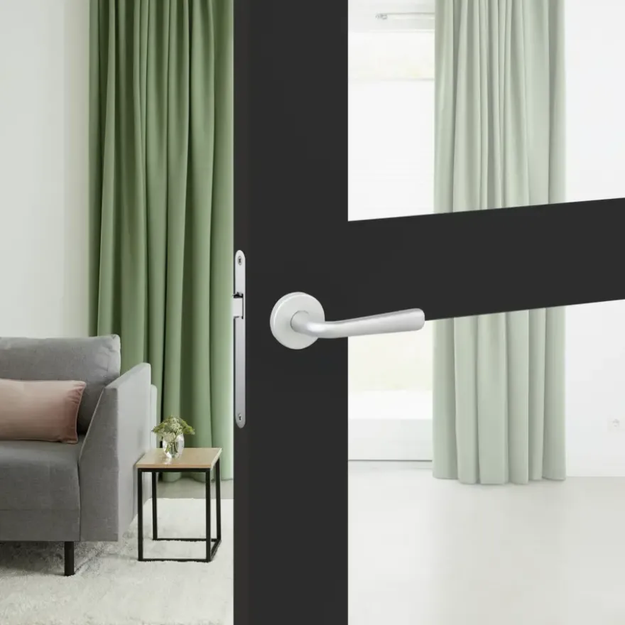 Karwei deurkruk set Spanje rond rozet ANOX aluminium mat