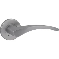 Karwei deurkruk set Stefanie rond rozet RVS look aluminium