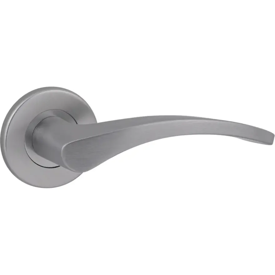 Karwei deurkruk set Stefanie rond rozet RVS look aluminium