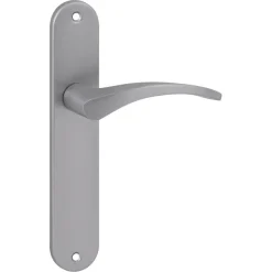 Karwei deurkruk set Stefanie ovaal blind schild RVS look aluminium