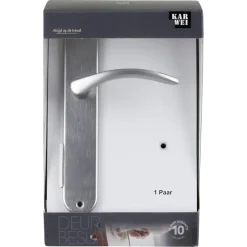 Karwei deurkruk set Stefanie ovaal blind schild RVS look aluminium