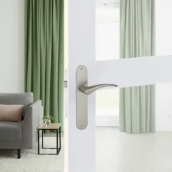 Karwei deurkruk set Stefanie ovaal blind schild RVS look aluminium