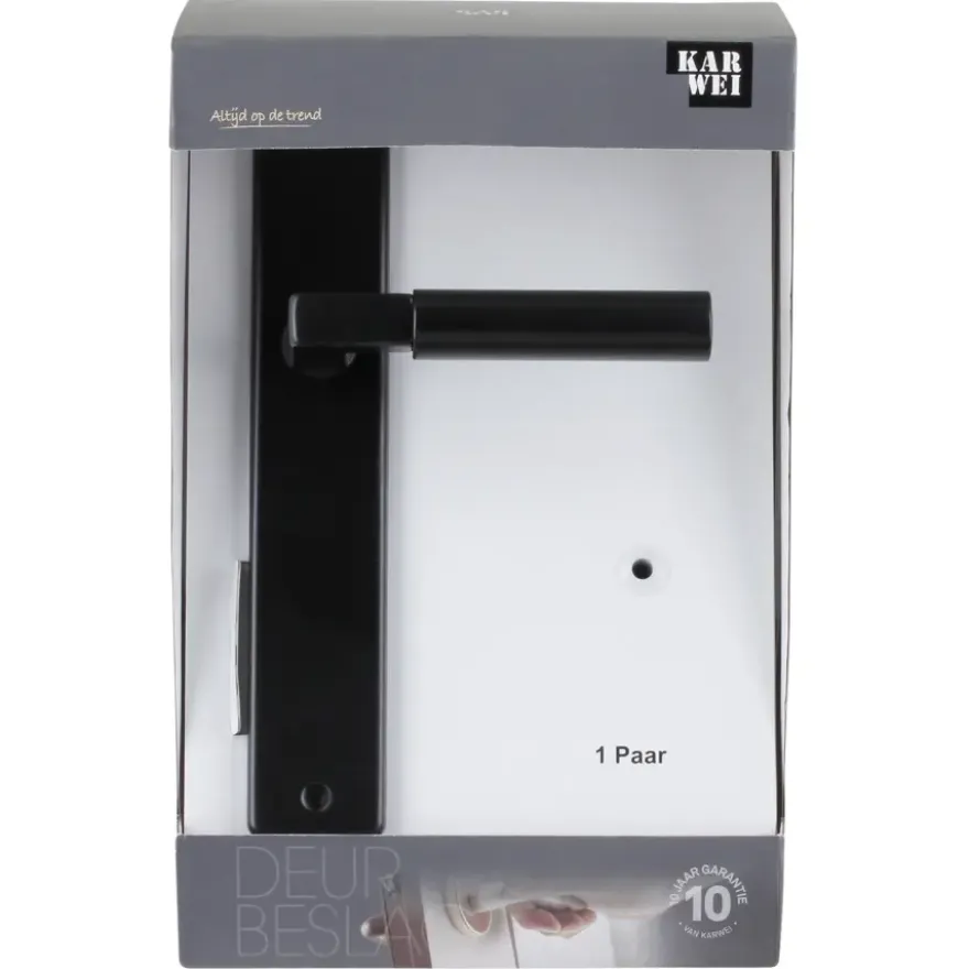 Karwei deurkruk set Stefano recht blind schild zwart aluminium