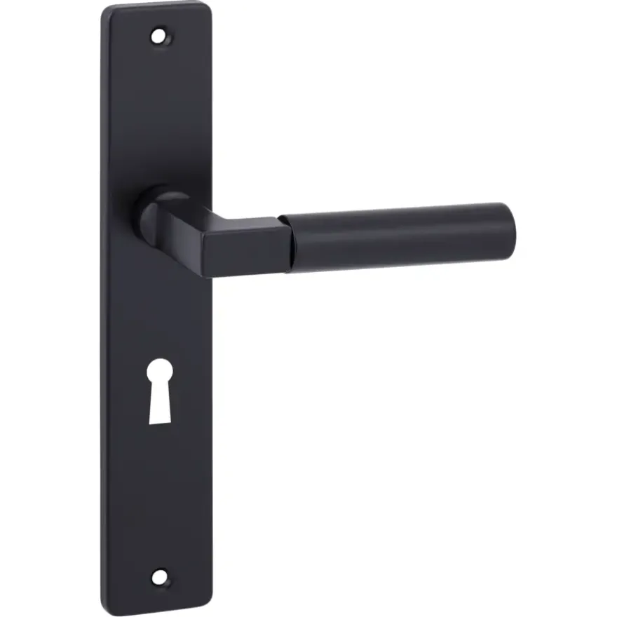 Karwei deurkruk set Stefano recht schild sleutelgat 56 mm zwart aluminium
