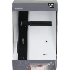 Karwei deurkruk set Stefano recht schild sleutelgat 56 mm zwart aluminium