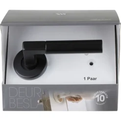 Karwei deurkruk set Stefano rond rozet zwart aluminium