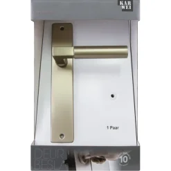 Karwei deurkruk set Stefano recht blind schild messing antiek aluminium