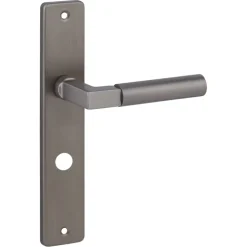 Karwei deurkruk set Stefano recht schild vrij-bezet sluiting 63/8 mm messing antiek aluminium