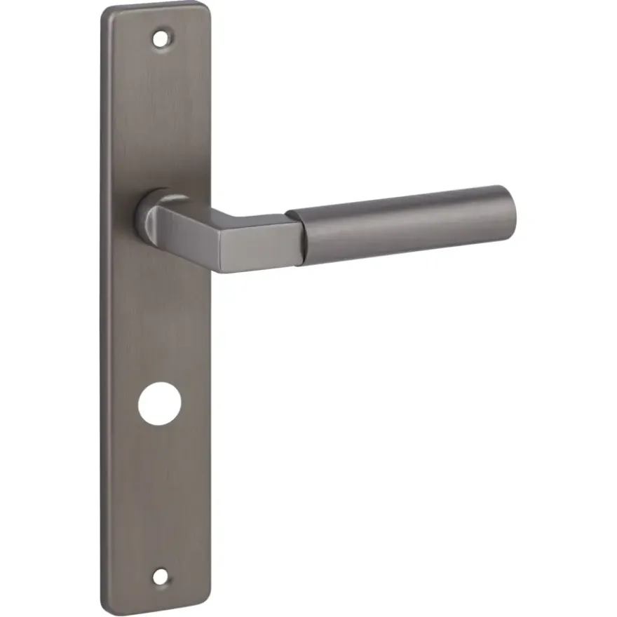 Karwei deurkruk set Stefano recht schild vrij-bezet sluiting 63/8 mm messing antiek aluminium