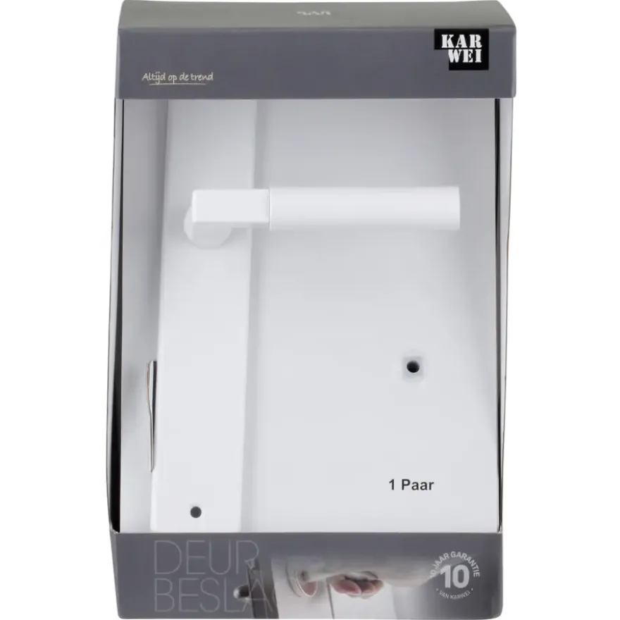 Karwei deurkruk set Stefano recht blind schild wit aluminium