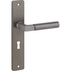 Karwei deurkruk set Stefano recht schild sleutelgat 56 mm messing antiek aluminium