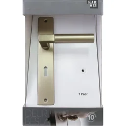 Karwei deurkruk set Stefano recht schild sleutelgat 56 mm messing antiek aluminium