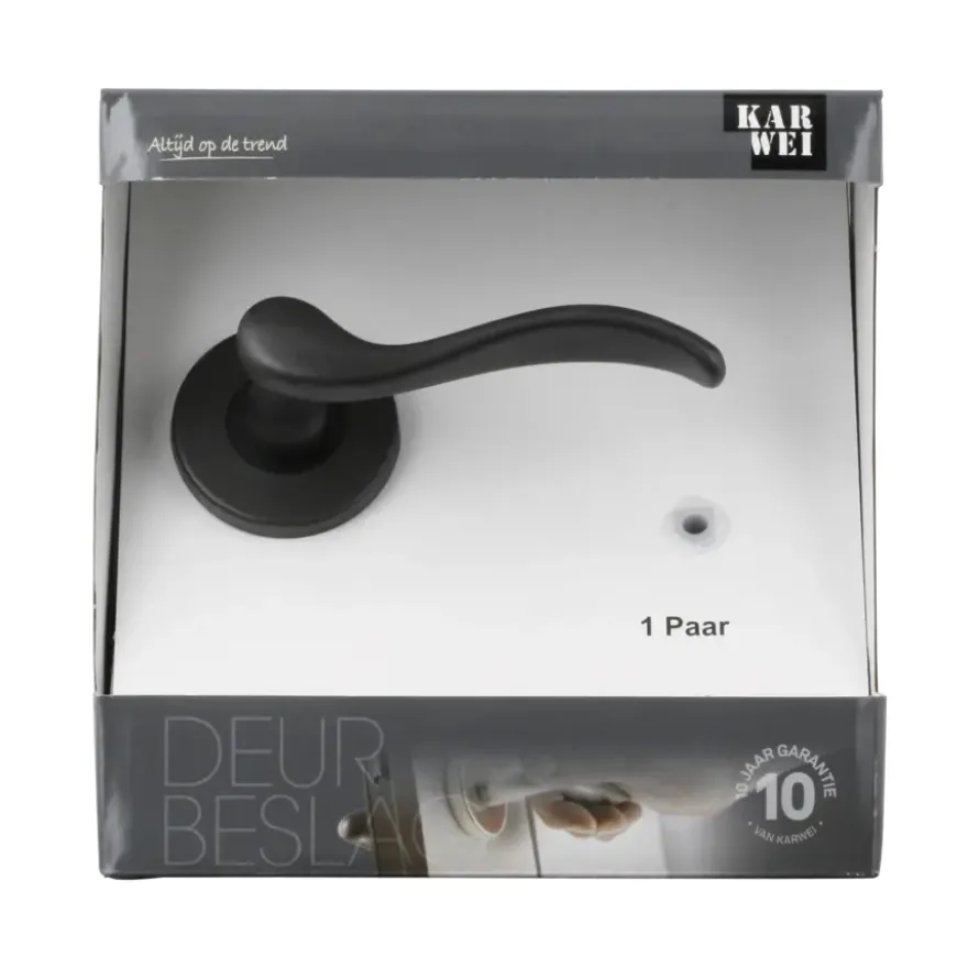 Karwei deurkruk set Tiago rond rozet oud bruin messing