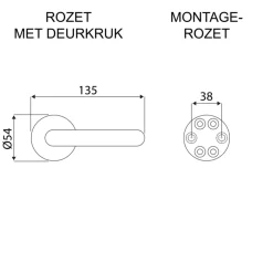 Karwei deurkruk set Warwick rond rozet zwart RVS