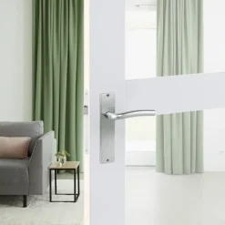 Karwei deurkruk set Wave recht blind schild chroom mat