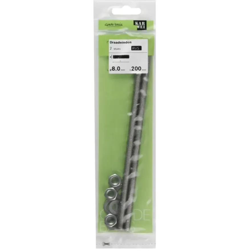 KARWEI draadeinden M8x200 mm (2 stuks)