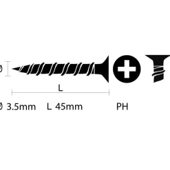 KARWEI gipsplaatschroef 3,5x45 mm zwart (1000 stuks)
