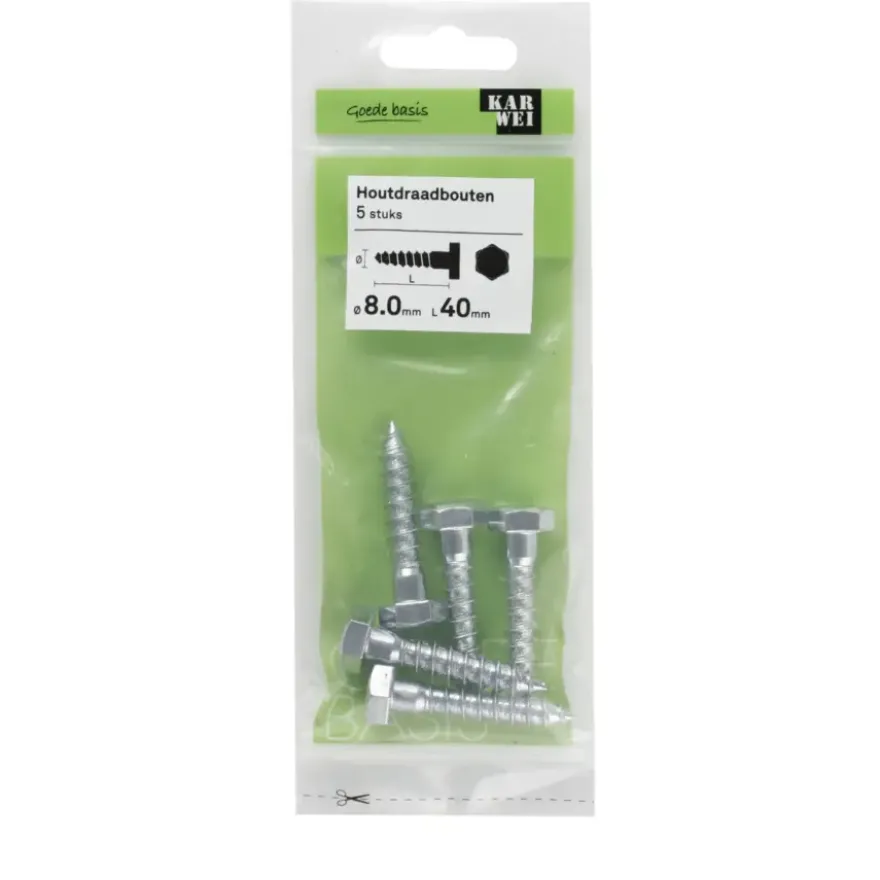 KARWEI houtdraadbout M8x40 mm 5 stuks