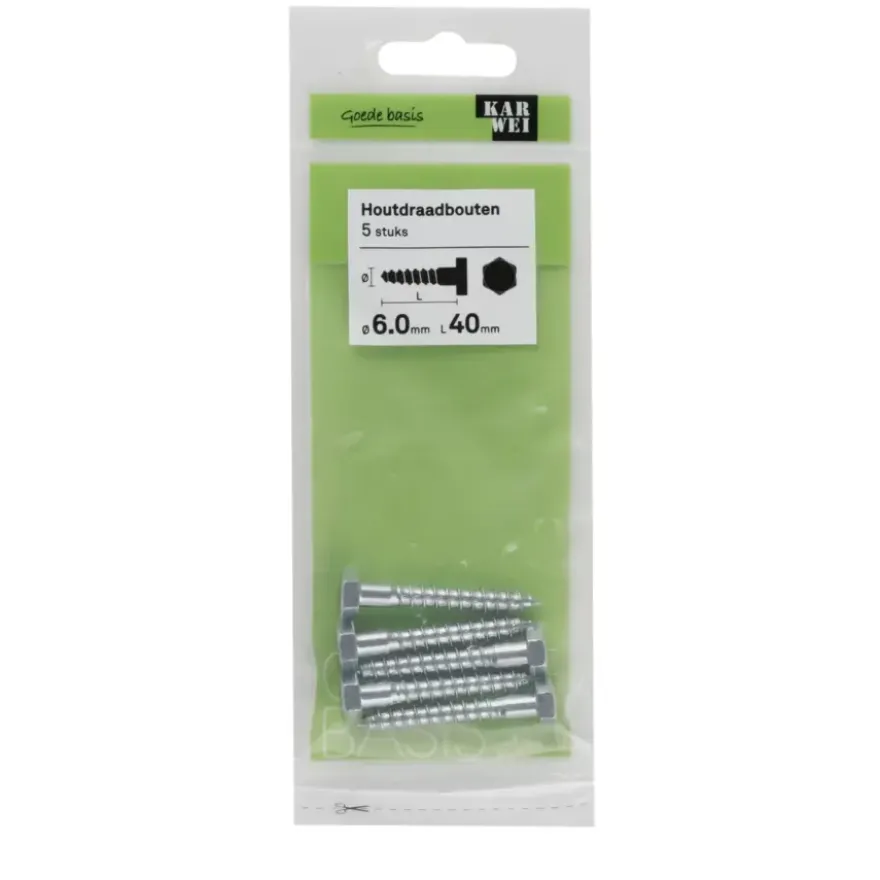 KARWEI houtdraadbout M6x40 mm 5 stuks