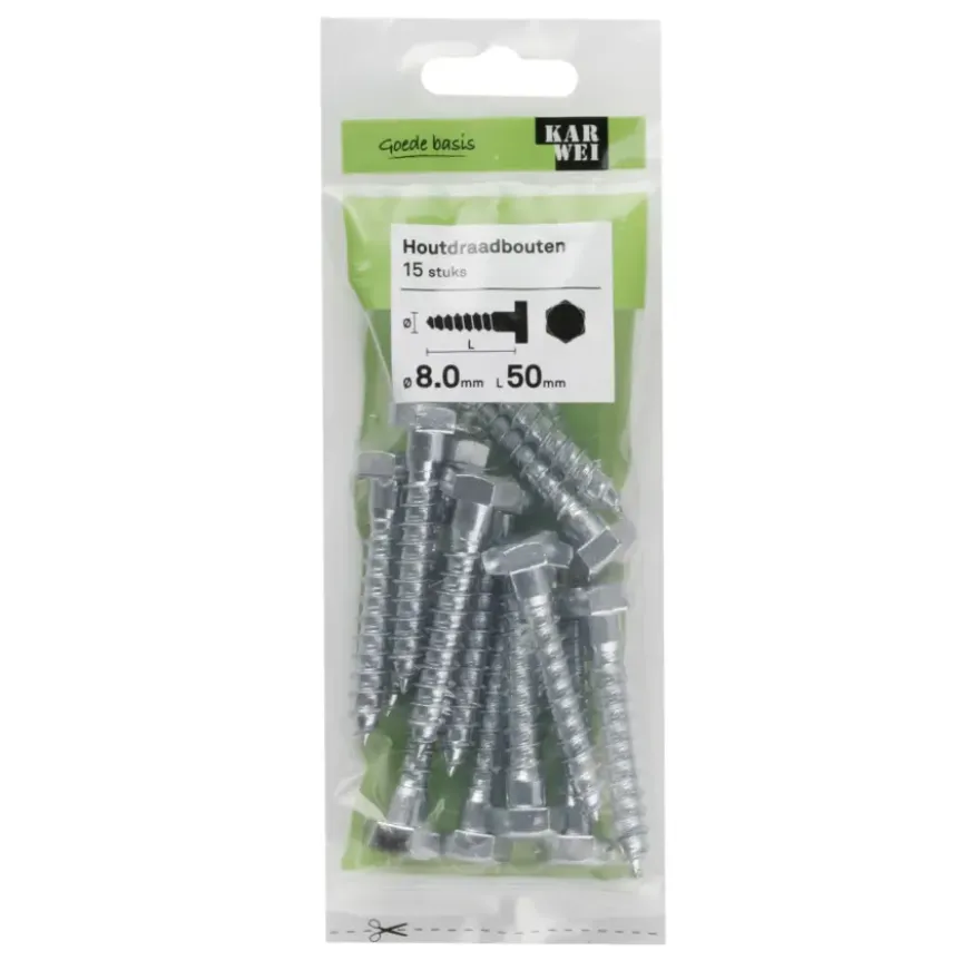 KARWEI houtdraadbout M8x50 mm 15 stuks