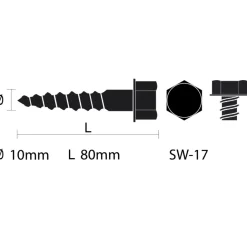 KARWEI houtdraadbout M10x80 mm 3 stuks