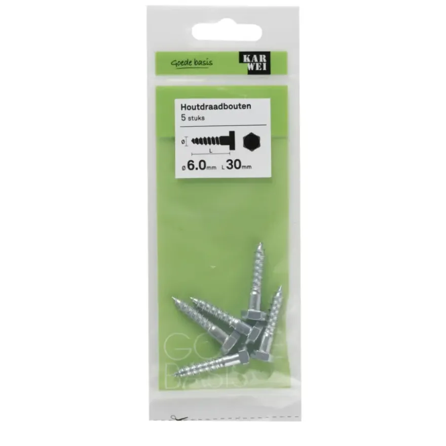 KARWEI houtdraadbout M6x30 mm 5 stuks