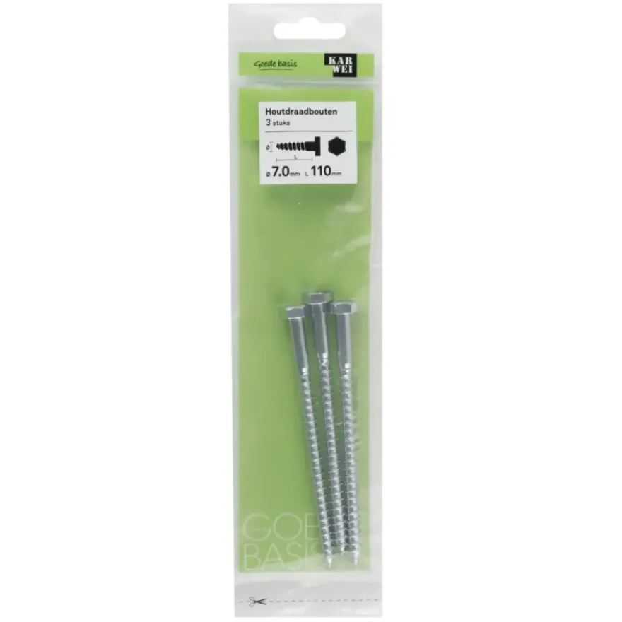 KARWEI houtdraadbout M7x110 mm 3 stuks