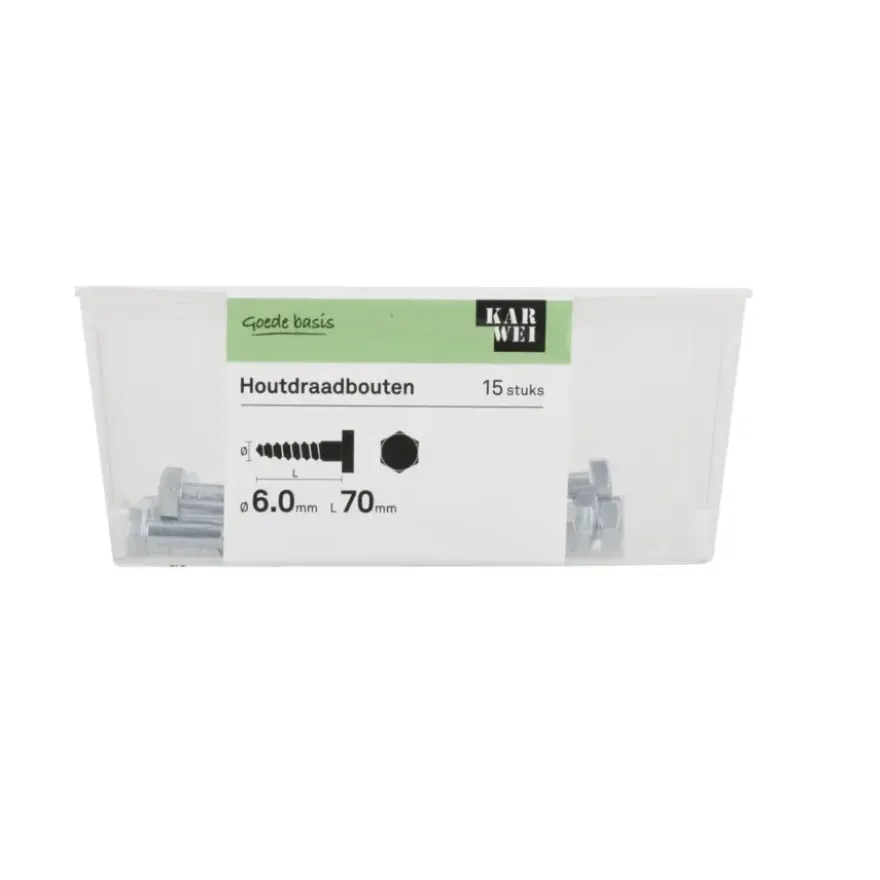 KARWEI houtdraadbout M6x70 mm 15 stuks