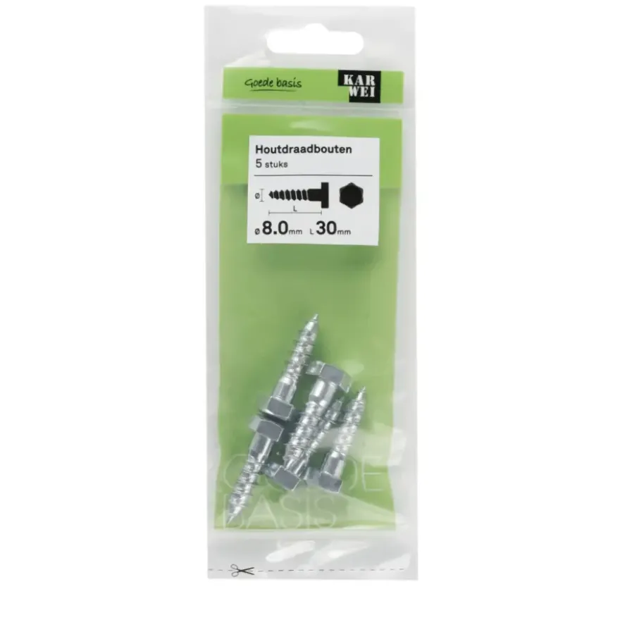 KARWEI houtdraadbout M8x30 mm 5 stuks