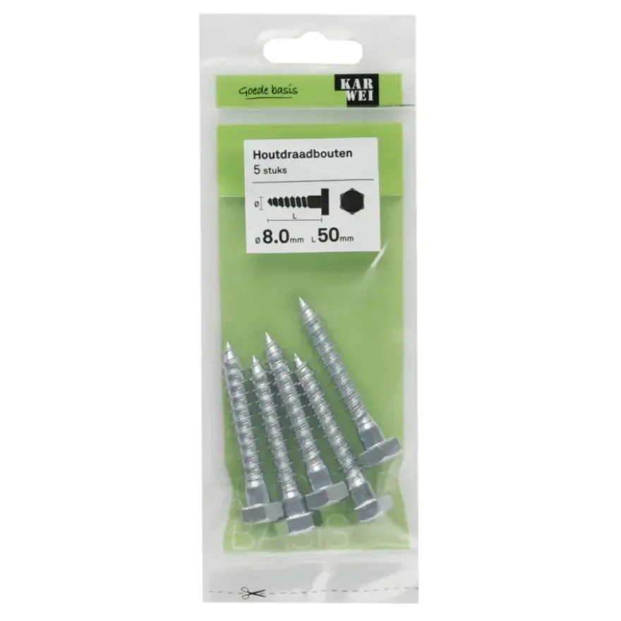 KARWEI houtdraadbout M8x50 mm 5 stuks