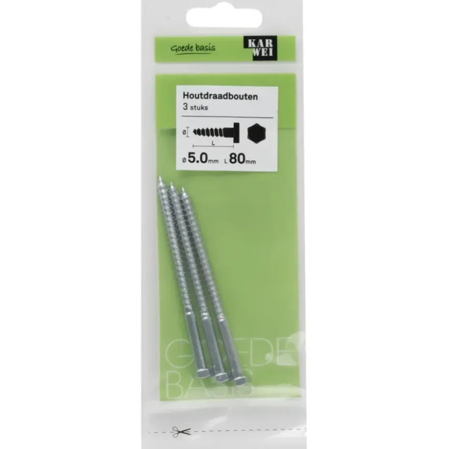 KARWEI houtdraadbout M5x80 mm 3 stuks