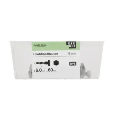 KARWEI houtdraadbout RVS M6x60 mm 15 stuks