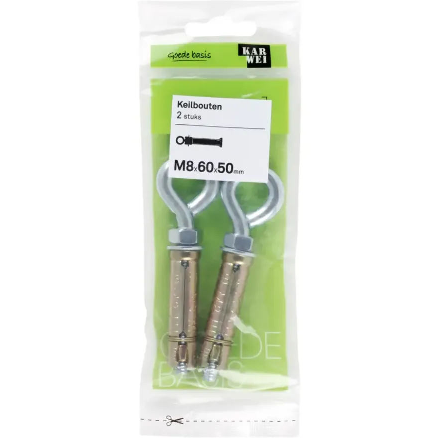 KARWEI keilbout met oog verzinkt M8x60 mm 2 stuks