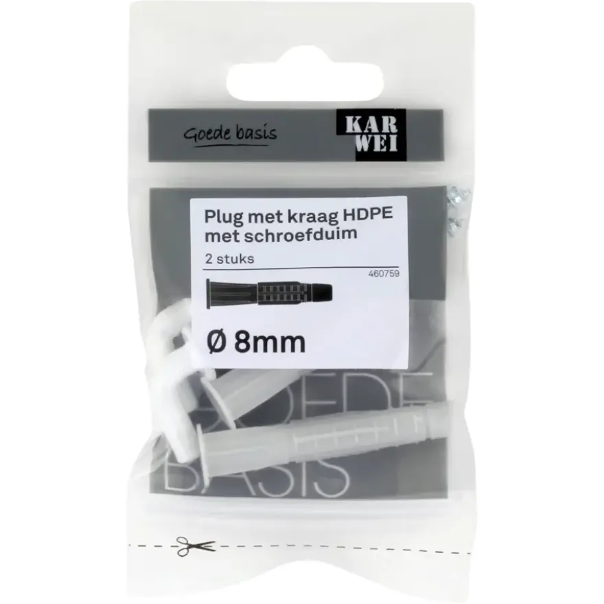 KARWEI kraagplug 8x50mm+duim 5,5x70mm wit 2ST