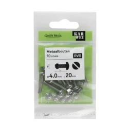 KARWEI metaalbout RVS 4x20 mm 10 stuks