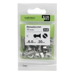 KARWEI metaalbout RVS 6x20 mm 10 stuks