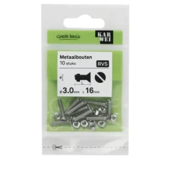 KARWEI metaalbout RVS 3x16 mm 10 stuks