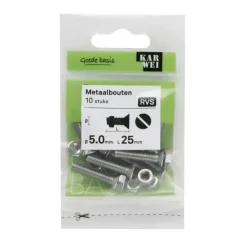 KARWEI metaalbout RVS 5x25 mm 10 stuks