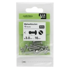 KARWEI metaalbout RVS 3x16 mm 10 stuks