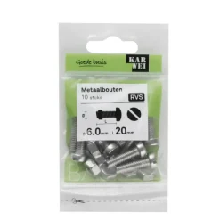 KARWEI metaalbout RVS 6x20 mm 10 stuks