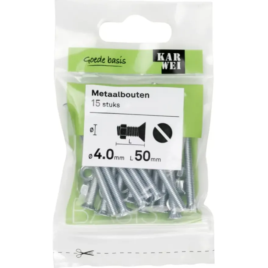 KARWEI metaalbout verzinkt 4x50 mm 15 stuks