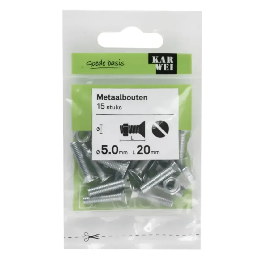 KARWEI metaalbout verzinkt 5x20 mm 15 stuks