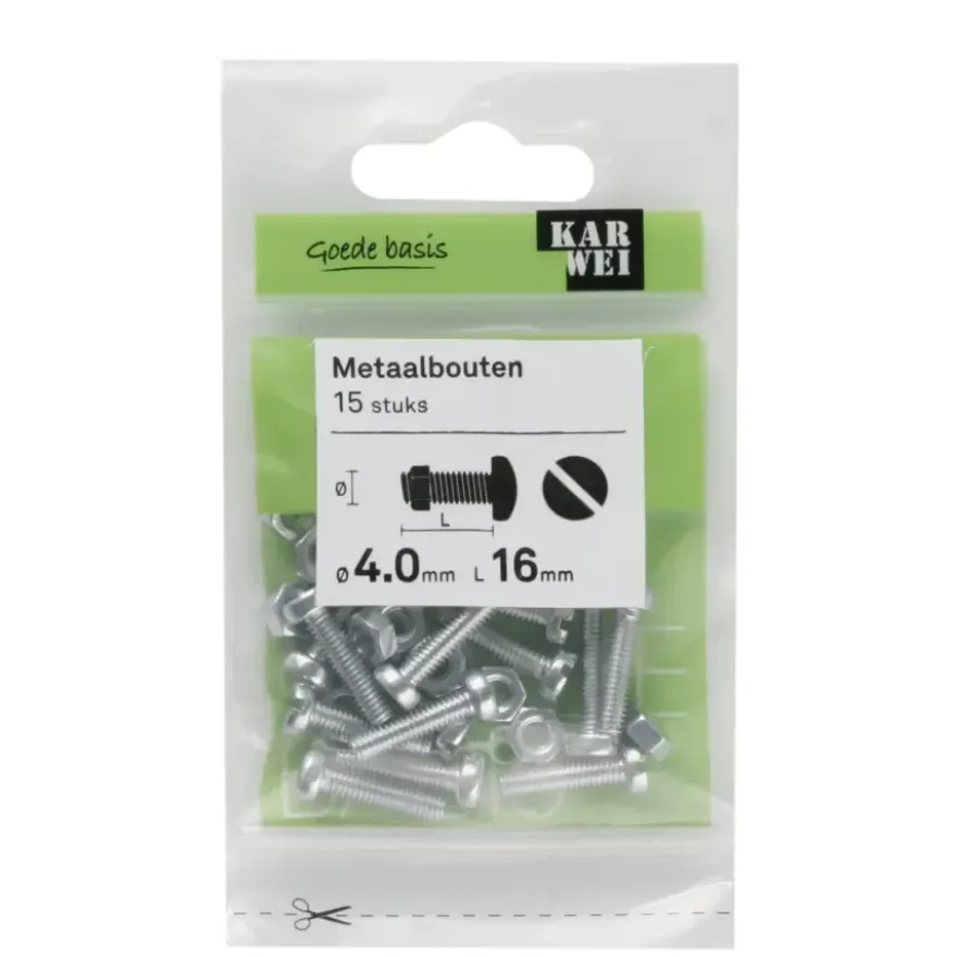 KARWEI metaalbout verzinkt 4x16 mm 15 stuks