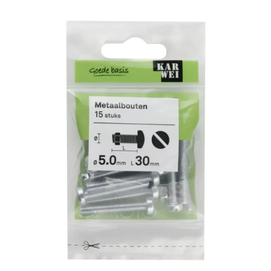 KARWEI metaalbout verzinkt 5x30 mm 15 stuks