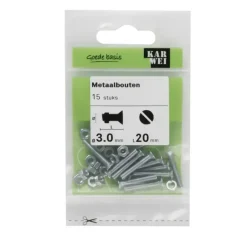 KARWEI metaalbout verzinkt 3x20 mm 15 stuks