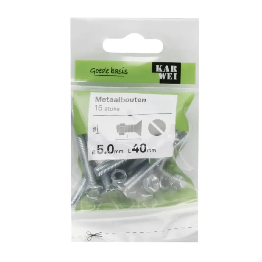 KARWEI metaalbout verzinkt 5x40 mm 15 stuks