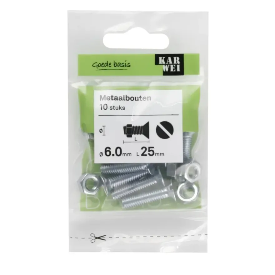 KARWEI metaalbout verzinkt 6x25 mm 10 stuks