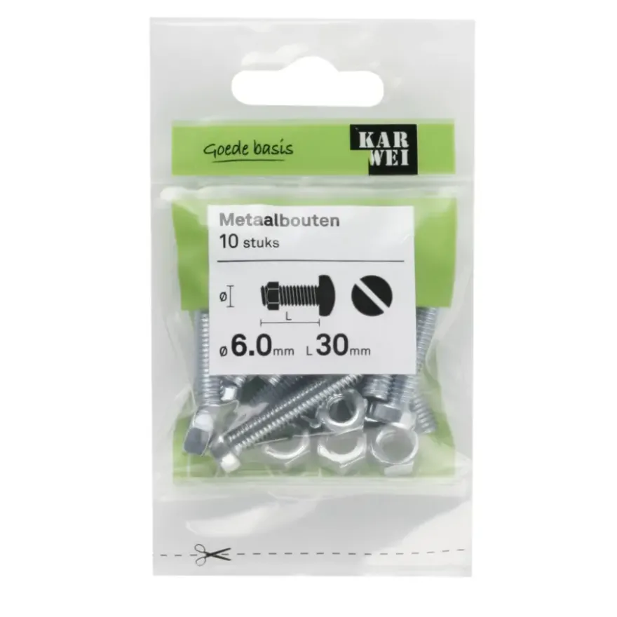 KARWEI metaalbout verzinkt 6x30 mm 10 stuks